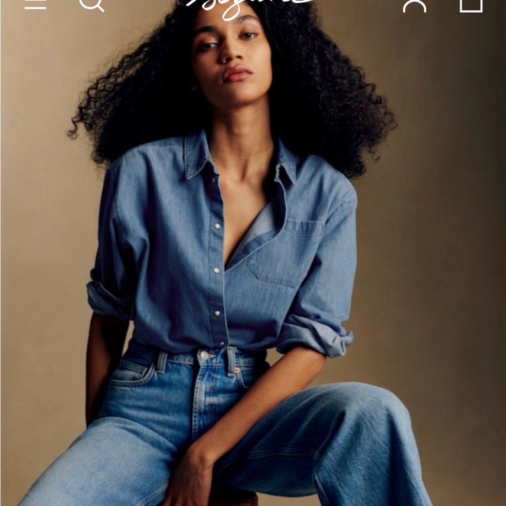 Sezane Max Shirt - medium blue denim